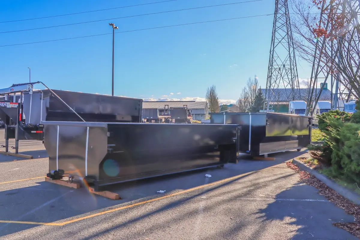 Roll-off dumpster ready for waste disposal at job site for 2 Yard Dumpster Rental in Palos Heights